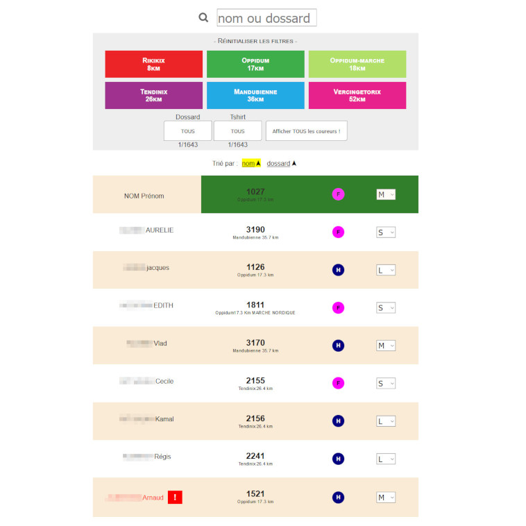 outils pour la gestion dematerialisée de distribution des dossards pour la course Alesia Trail